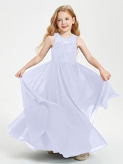 Robes Longues de Demoiselle d'Honneur Junior Haut en Dentelle Illusion Lavande