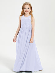 Robes Longues de Demoiselle d'Honneur Junior Haut en Dentelle Illusion Lavande