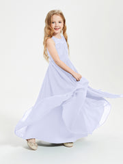 Robes Longues de Demoiselle d'Honneur Junior Haut en Dentelle Illusion Lavande