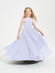 Robes Longues de Demoiselle d'Honneur Junior Haut en Dentelle Illusion Lavande