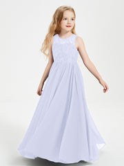 Robes Longues de Demoiselle d'Honneur Junior Haut en Dentelle Illusion Lavande