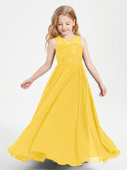 Robes Longues de Demoiselle d'Honneur Junior Haut en Dentelle Illusion Souci