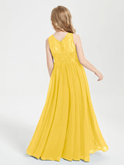 Robes Longues de Demoiselle d'Honneur Junior Haut en Dentelle Illusion Souci