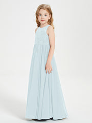 Robes Longues de Demoiselle d'Honneur Junior Haut en Dentelle Illusion Brume