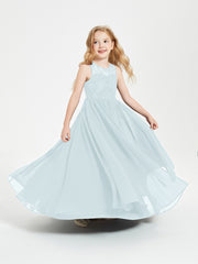 Robes Longues de Demoiselle d'Honneur Junior Haut en Dentelle Illusion Brume