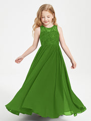Robes Longues de Demoiselle d'Honneur Junior Haut en Dentelle Illusion Mousse