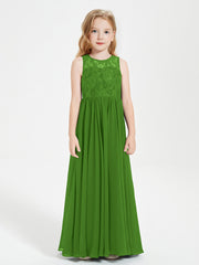 Robes Longues de Demoiselle d'Honneur Junior Haut en Dentelle Illusion Mousse