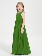 Robes Longues de Demoiselle d'Honneur Junior Haut en Dentelle Illusion Mousse
