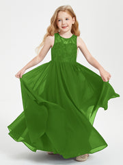 Robes Longues de Demoiselle d'Honneur Junior Haut en Dentelle Illusion Mousse