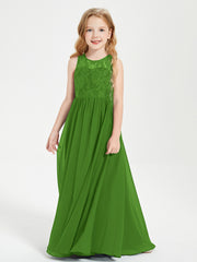 Robes Longues de Demoiselle d'Honneur Junior Haut en Dentelle Illusion Mousse