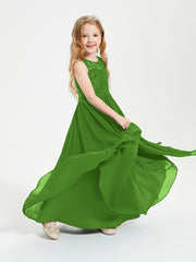 Robes Longues de Demoiselle d'Honneur Junior Haut en Dentelle Illusion Mousse