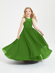 Robes Longues de Demoiselle d'Honneur Junior Haut en Dentelle Illusion Mousse