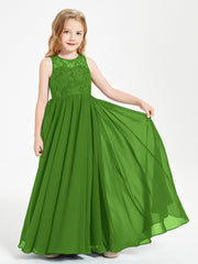 Robes Longues de Demoiselle d'Honneur Junior Haut en Dentelle Illusion Mousse