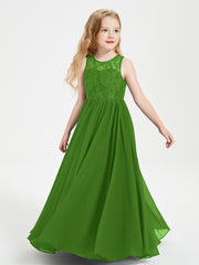 Robes Longues de Demoiselle d'Honneur Junior Haut en Dentelle Illusion Mousse