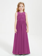 Robes Longues de Demoiselle d'Honneur Junior Haut en Dentelle Illusion Orchidee