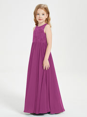 Robes Longues de Demoiselle d'Honneur Junior Haut en Dentelle Illusion Orchidee