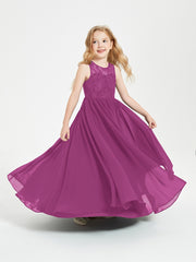 Robes Longues de Demoiselle d'Honneur Junior Haut en Dentelle Illusion Orchidee