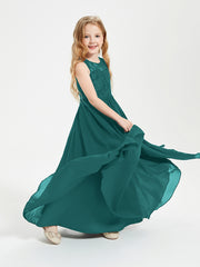 Robes Longues de Demoiselle d'Honneur Junior Haut en Dentelle Illusion Paon