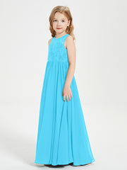 Robes Longues de Demoiselle d'Honneur Junior Haut en Dentelle Illusion Piscine