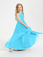 Robes Longues de Demoiselle d'Honneur Junior Haut en Dentelle Illusion Piscine