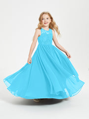 Robes Longues de Demoiselle d'Honneur Junior Haut en Dentelle Illusion Piscine