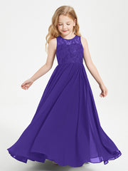 Robes Longues de Demoiselle d'Honneur Junior Haut en Dentelle Illusion Régence