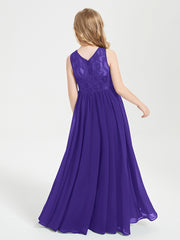 Robes Longues de Demoiselle d'Honneur Junior Haut en Dentelle Illusion Régence
