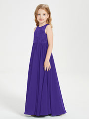 Robes Longues de Demoiselle d'Honneur Junior Haut en Dentelle Illusion Régence