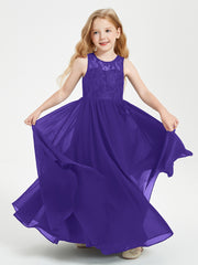 Robes Longues de Demoiselle d'Honneur Junior Haut en Dentelle Illusion Régence