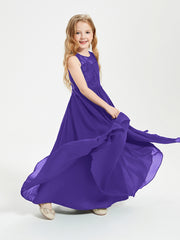 Robes Longues de Demoiselle d'Honneur Junior Haut en Dentelle Illusion Régence