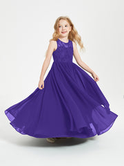 Robes Longues de Demoiselle d'Honneur Junior Haut en Dentelle Illusion Régence