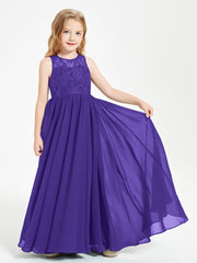 Robes Longues de Demoiselle d'Honneur Junior Haut en Dentelle Illusion Régence