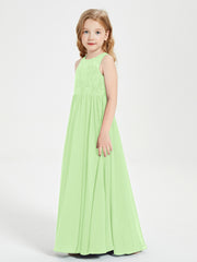 Robes Longues de Demoiselle d'Honneur Junior Haut en Dentelle Illusion Sauge