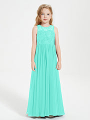 Robes Longues de Demoiselle d'Honneur Junior Haut en Dentelle Illusion Spa