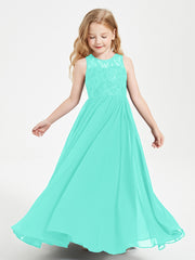 Robes Longues de Demoiselle d'Honneur Junior Haut en Dentelle Illusion Spa