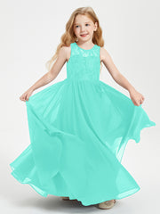Robes Longues de Demoiselle d'Honneur Junior Haut en Dentelle Illusion Spa
