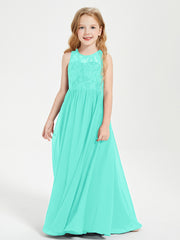 Robes Longues de Demoiselle d'Honneur Junior Haut en Dentelle Illusion Spa