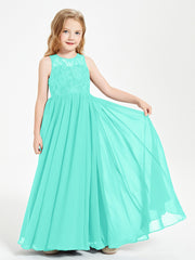 Robes Longues de Demoiselle d'Honneur Junior Haut en Dentelle Illusion Spa