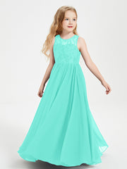 Robes Longues de Demoiselle d'Honneur Junior Haut en Dentelle Illusion Spa