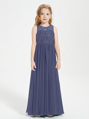 Robes Longues de Demoiselle d'Honneur Junior Haut en Dentelle Illusion Orageux