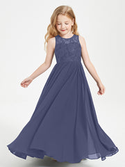 Robes Longues de Demoiselle d'Honneur Junior Haut en Dentelle Illusion Orageux