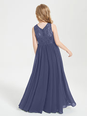 Robes Longues de Demoiselle d'Honneur Junior Haut en Dentelle Illusion Orageux