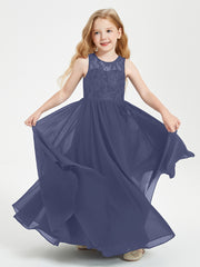 Robes Longues de Demoiselle d'Honneur Junior Haut en Dentelle Illusion Orageux