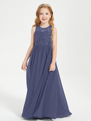 Robes Longues de Demoiselle d'Honneur Junior Haut en Dentelle Illusion Orageux