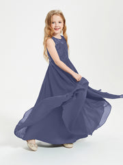 Robes Longues de Demoiselle d'Honneur Junior Haut en Dentelle Illusion Orageux
