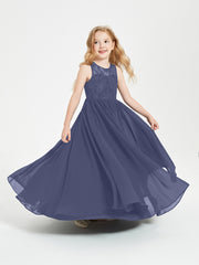 Robes Longues de Demoiselle d'Honneur Junior Haut en Dentelle Illusion Orageux