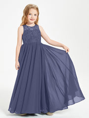 Robes Longues de Demoiselle d'Honneur Junior Haut en Dentelle Illusion Orageux