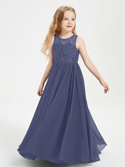 Robes Longues de Demoiselle d'Honneur Junior Haut en Dentelle Illusion Orageux