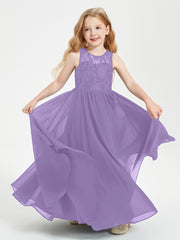 Robes Longues de Demoiselle d'Honneur Junior Haut en Dentelle Illusion Tahiti