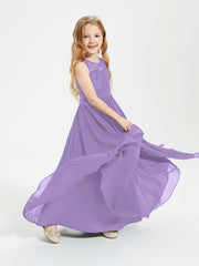 Robes Longues de Demoiselle d'Honneur Junior Haut en Dentelle Illusion Tahiti